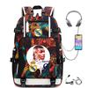 Multifunctional Camo Backpack for Students, USB Charging Casual Travel Daypack, Football Star Print Design
