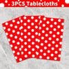 3 Pack Red and White Polka Dots Tablecloth Red Round Table Cover with White Polka Dot Round Plastic Table Cloth 84 in Round for Kitchen Dining