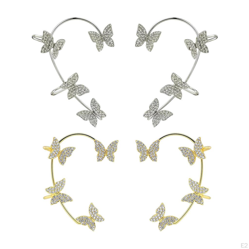 Cuff Earring Butterfly French Style Sparkling Ear Clip Metal Elegant Fashion for Girls Women