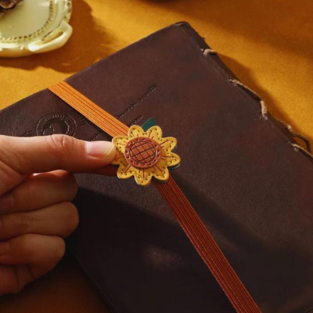 Vintage Elastic Bands Leather Bookmark ELegant Anti-lost PU Bookmark Versatile Hardcover Journals Book Mark Planners