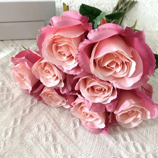 Artificial Flower Faux Silk Flower Fabric Soft Pliable Petals Flexible Stems Realistic Look Fake Roses Wedding Bouquets Photo Props