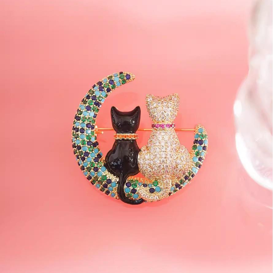 

Милая красочная лунная кошка брошь женский японский мультяшный корсаж с животными ниша дизайн булавка костюм аксессуары
