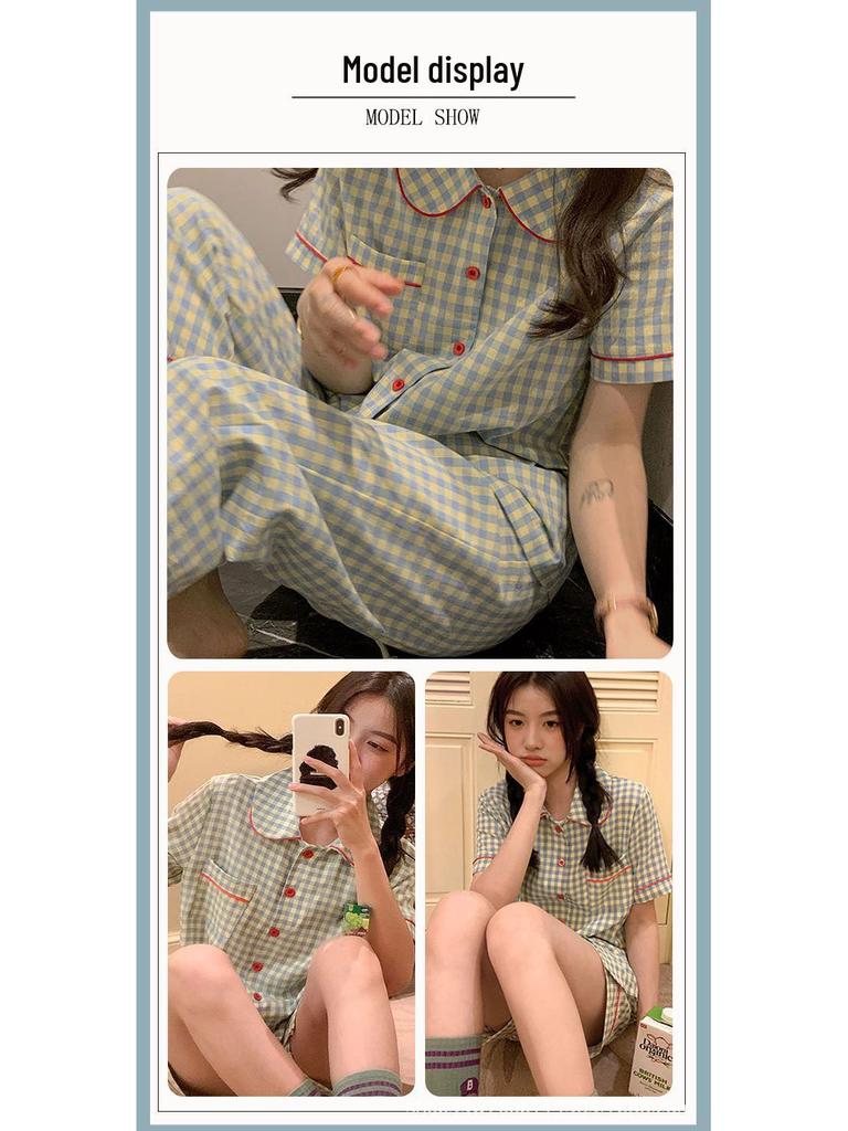 Summer Fashion Pajamas: Women's Short Sleeve Three-Piece Set with Cartoon Pacha Dog Design, Suitable for Home or Outdoors