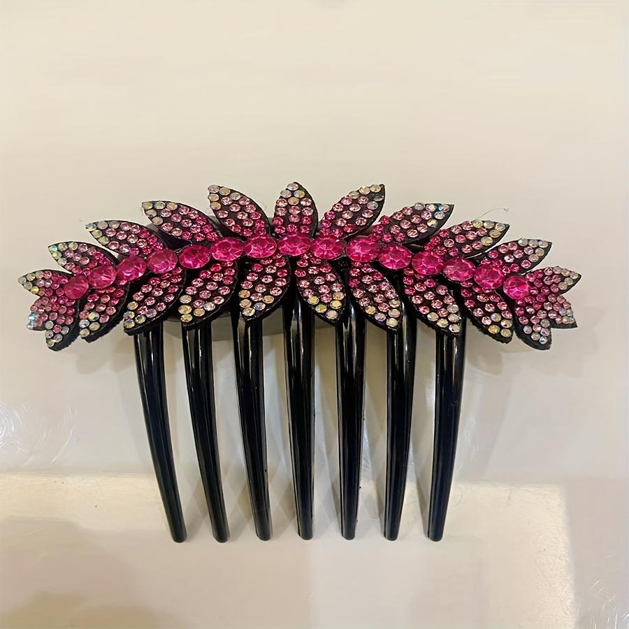 

Элегантные гребни для волос с хрустальными цветами, 1 шт., дизайн листьев со стразами, сверкающие заколки для волос с драгоценными камнями и длинными зубцами 1pc красный