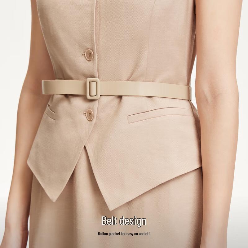 Veromoda Women's Belted Button-Front A-Line Midi Dress