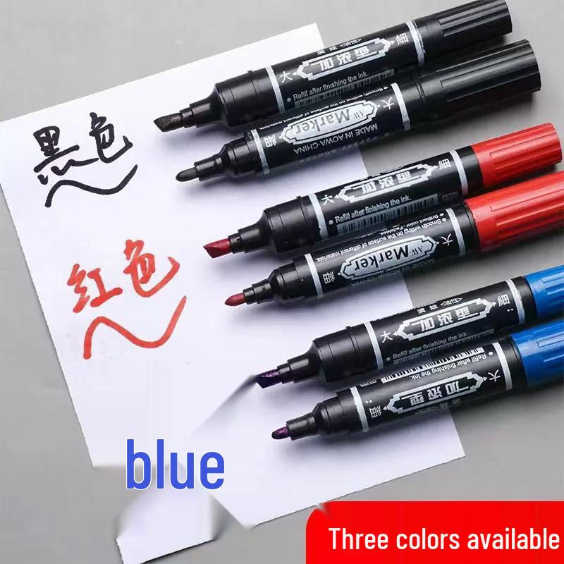 Large Black Waterproof Dual-Ended Marker Pen with Thick Tip