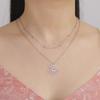 Teamer Lotusblume Anhänger Halskette Edelstahl Yoga Buddhismus Amulett Schmuck für Frauen Doppellagige Perlenkette Geschenk