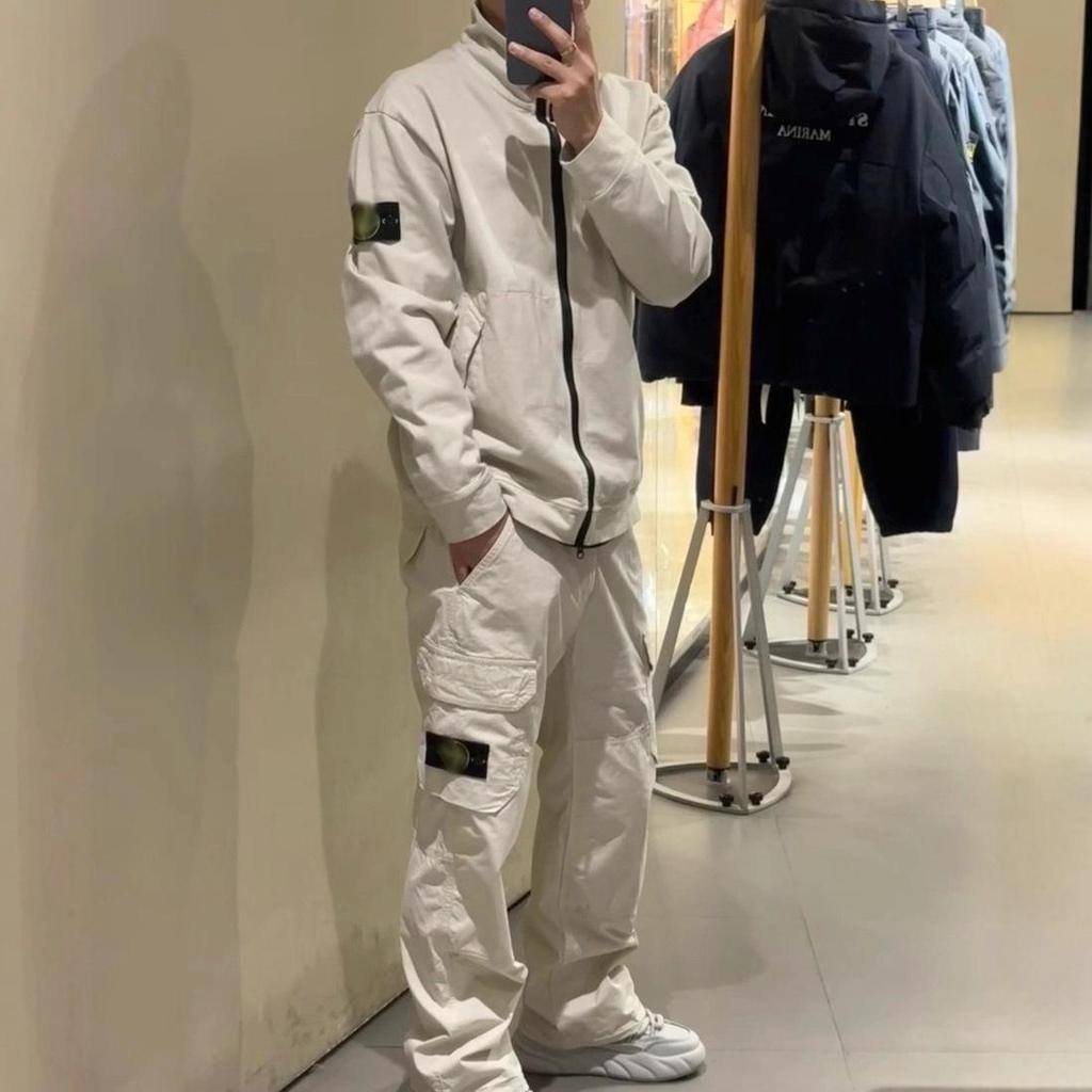 Cross Classic STEIN Stehkragen Reißverschluss Strickjacke Frottee Ärmel Abzeichen Lässige Herrenjacke