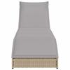 Folding Sun Lounger with Cushion and Storage Space Beige Poly Rattan
