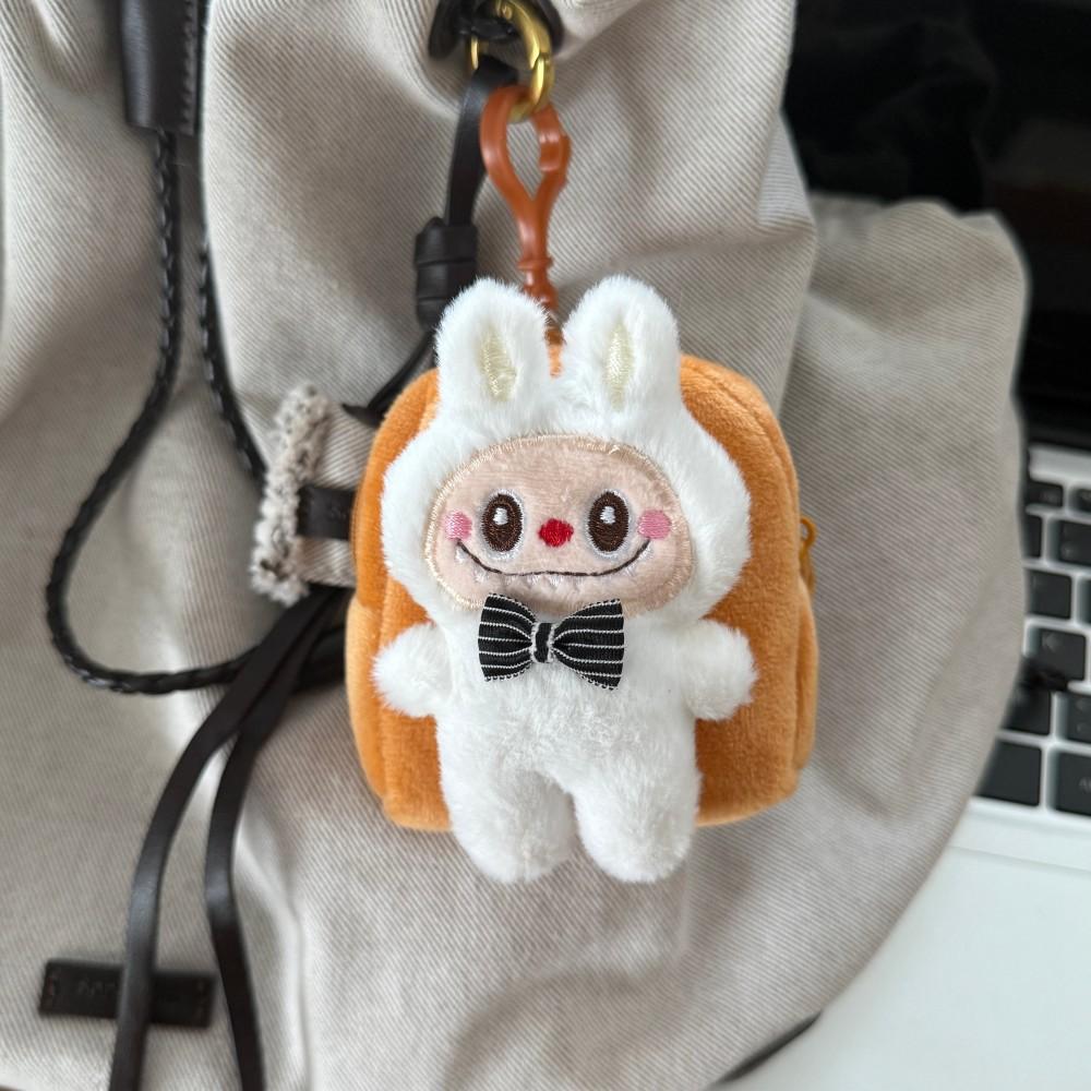 

Милый плюшевый кулон-кошелек для монет в виде куклы Лабубу, брелок, маленькая подарочная монетница для девочек на день рождения белый