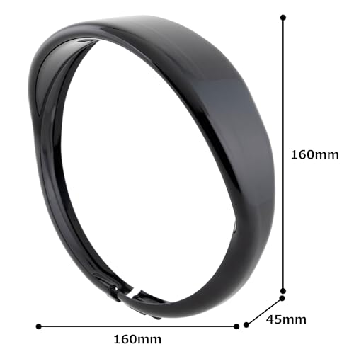 Kijima Motorcycle Headlight Bezel, Visor Style, 5-3/4 inch, Steel, Black Finish, for Harley, HD-01557