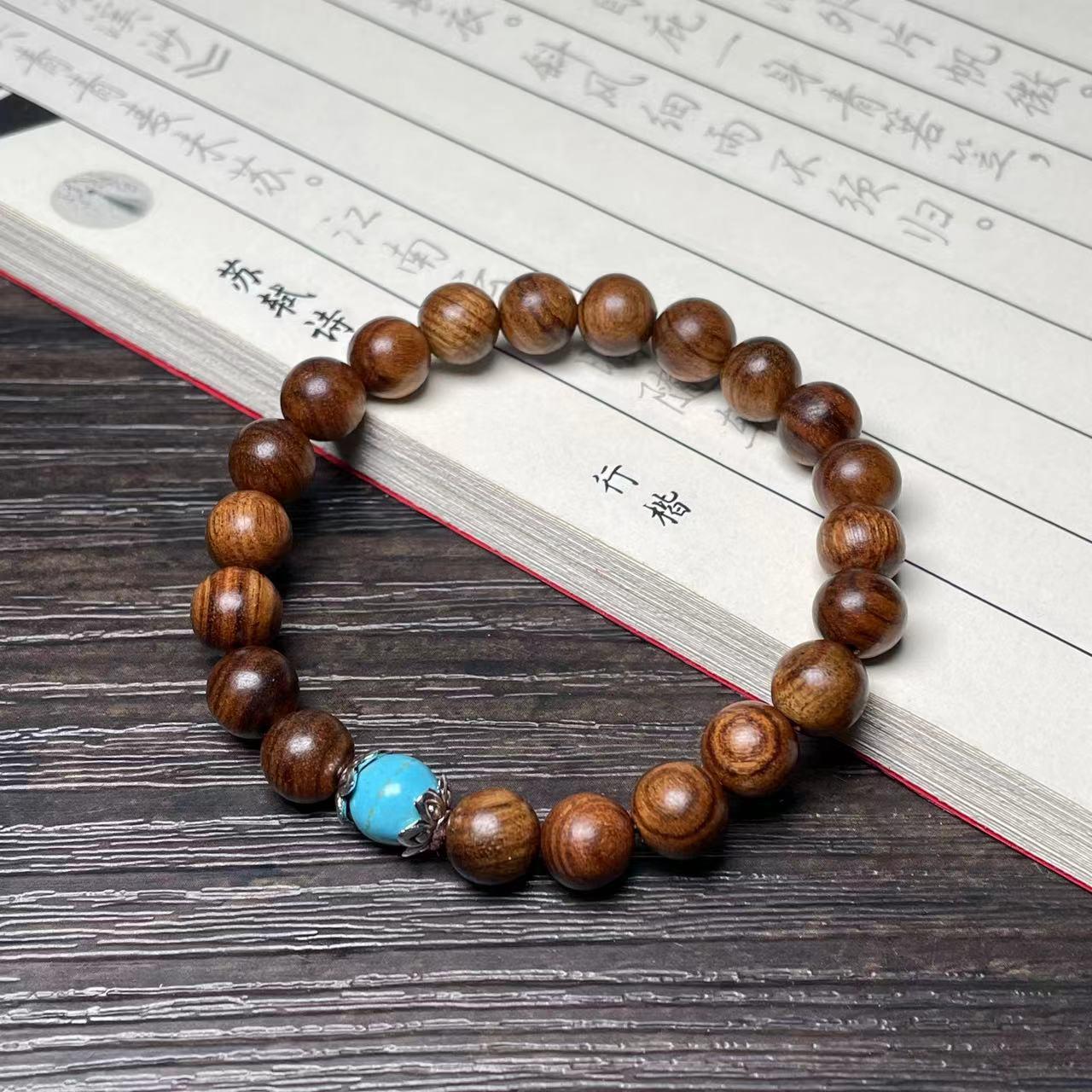 Luminous Eternal Night Style Prayer Beads Bracelet - Green Sandalwood, Black Rosewood, Red Sandalwood, Bamboo Sections