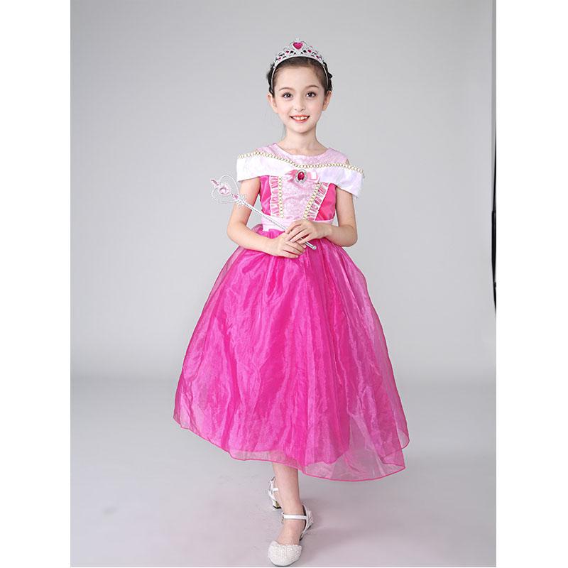 

Girls Princess Kids Costume Fairytale Dress Up Belle Cinderell Rapunzel Aurora Rose,150CM