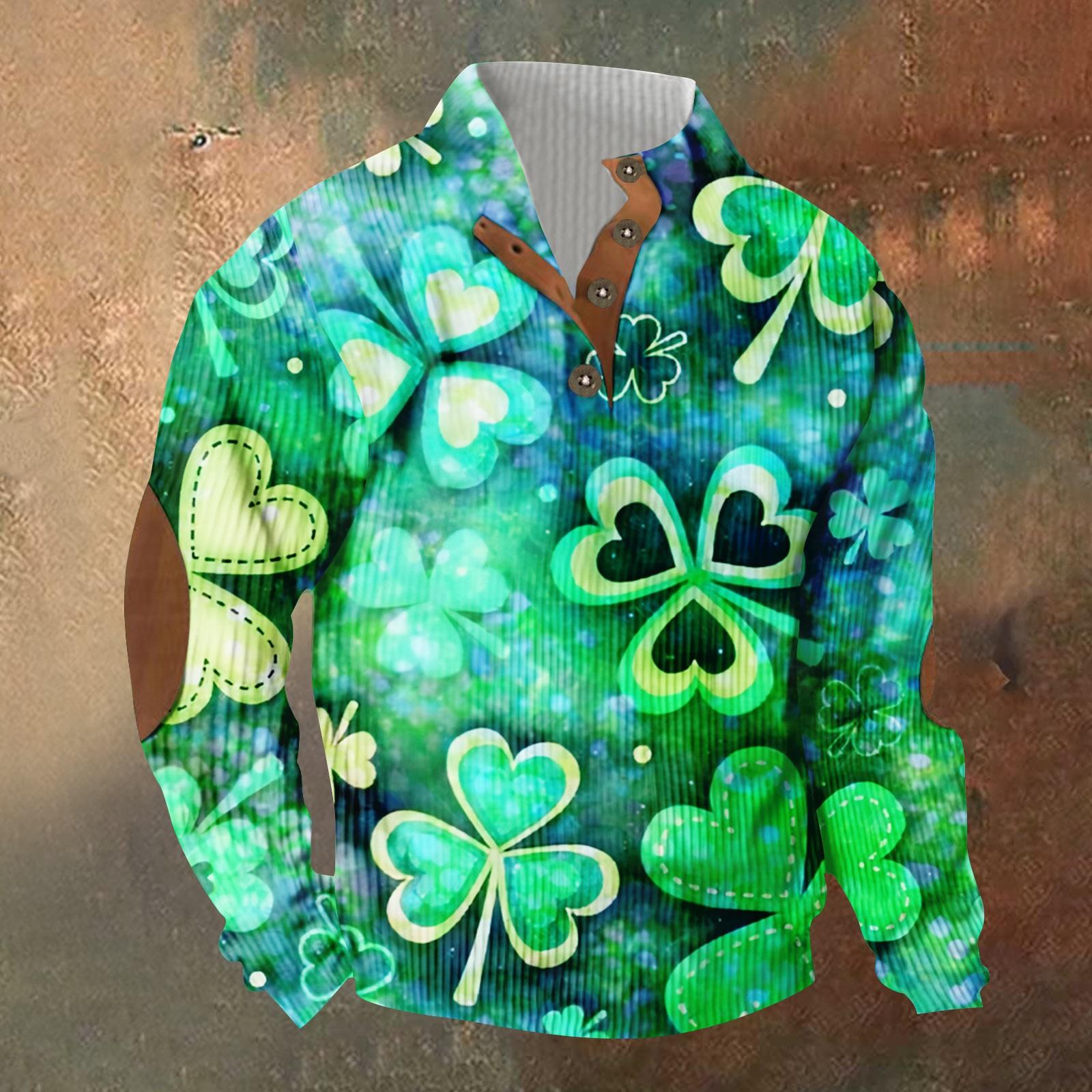 

Трикотажный принт на 3 пуговицах - вельветовый мужской свитшот со стоячим воротником и карманом, повседневный свитшот на пуговицах для активного отдыха XL