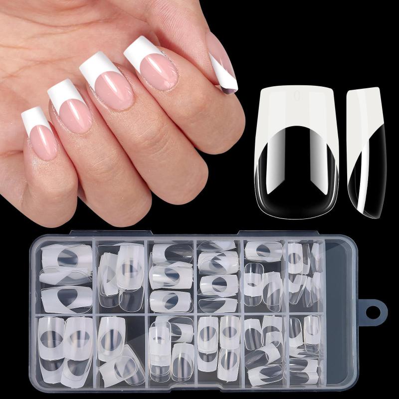 120Pcs French Press On Nails Full Cover Almond False Nail Tips Removable Armor Mixed Size Diy Accessories Nail Salon