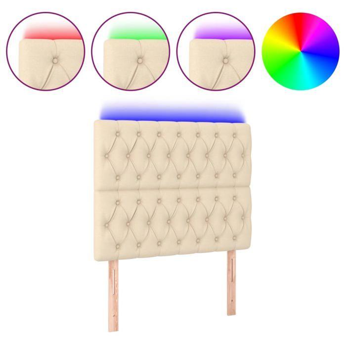 VidaXL Tête de Lit à LED Meuble de Chambre à Coucher Accessoire de Lit Simple Tête de Cadre de Lit Intérieur Crème 3122755