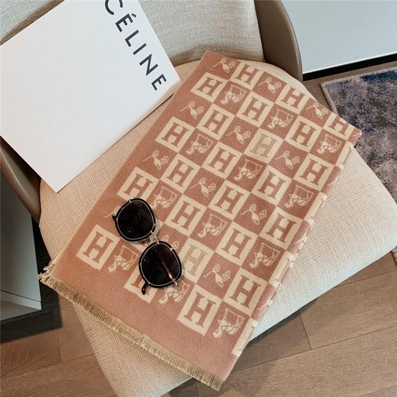 Classic Fashion Letter Thousand Birds Grid Imitation Cashmere Scarf Women's Winter Thickened Double Sided Air Conditioning Shawl Scarf Women's