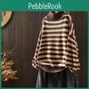 High Neck Pullover Stripe Half Sweater Women Loose Long Sleeve Vintage Literature Leisure Bottoming Knitting Sweater Female