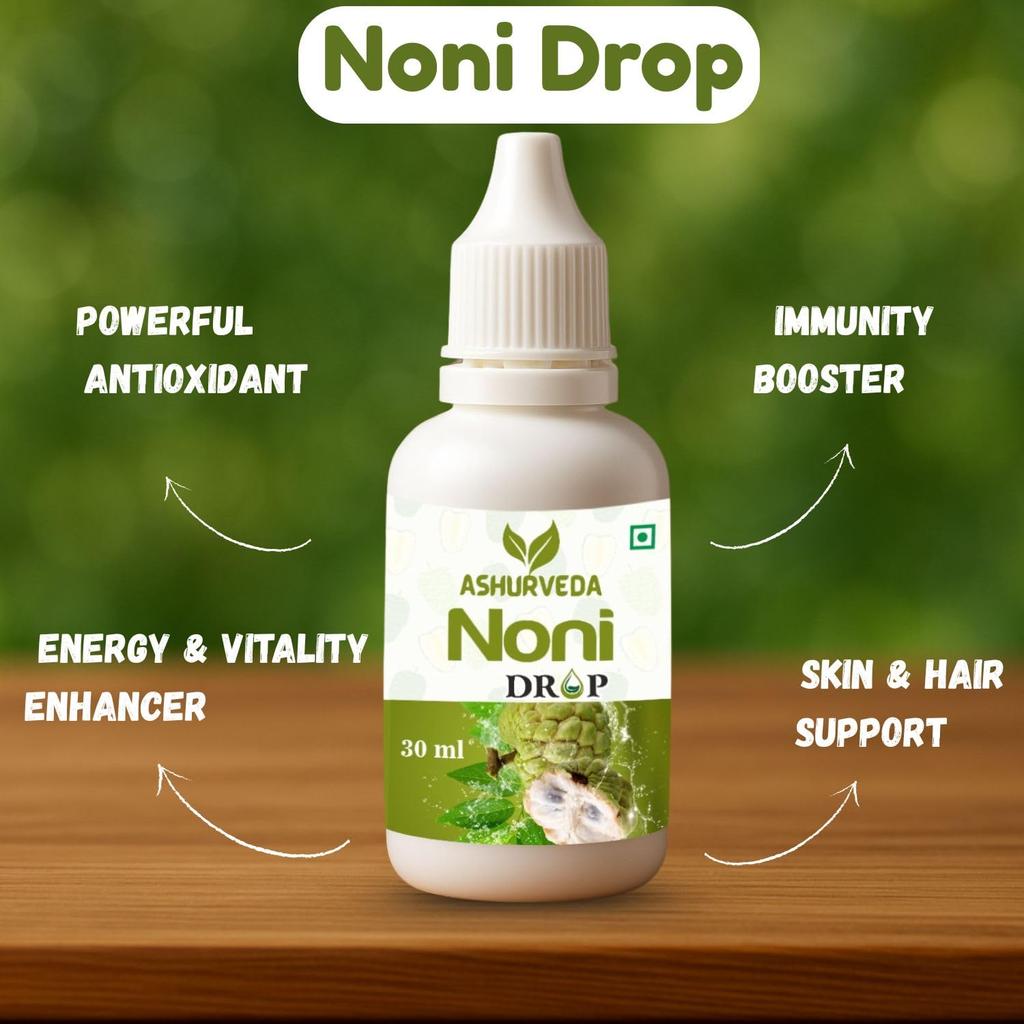 Ashurveda Noni Tropfen 30 ml | Natürliches & Ayurvedisches Nahrungsergänzungsmittel mit Morinda Citrifolia Extrakt | Unterstützt Energie, Immunabwehr, Entgiftung & Allgemeines Wohlbefinden