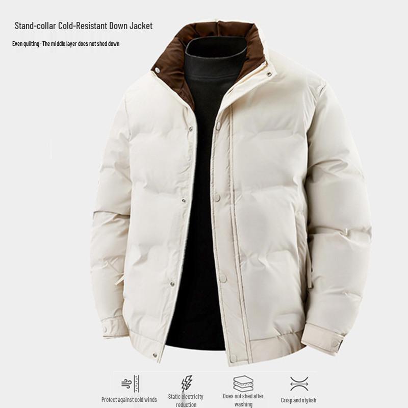 Men's Winter 2025 Trendy Stand-up Collar Down Jacket - Warm, Waterproof, Fashion Outerwear