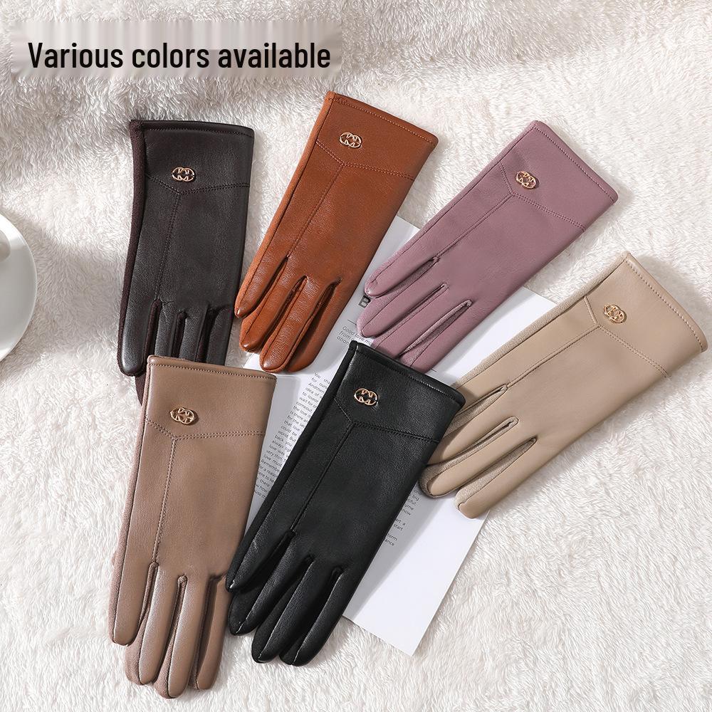 Women's Winter Touchscreen Gloves: Warm, Velvet-Lined, PU Leather, Windproof and Cute for Outdoor Driving & Cycling
