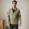 Men Cotton Coat Stand Collar Long Sleeve Quilted Jacket Coat with Zipper Opening