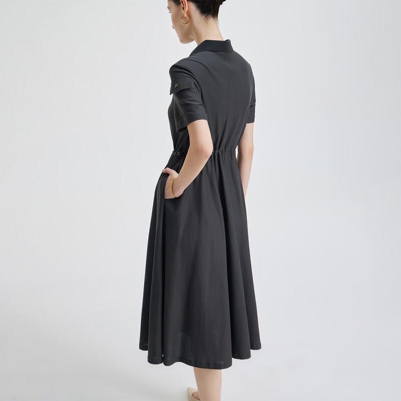 Giovanni Valentino Casual Lapel Short Sleeve A-Line Dress