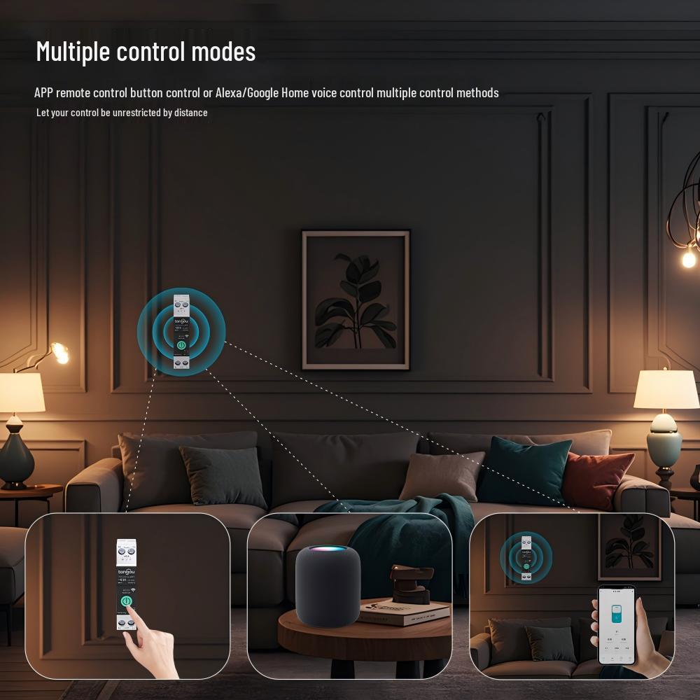 Graffiti Smart WiFi Circuit Breaker: Over/Undervoltage Protection, 1-63A, Wireless Remote Control via Mobile.