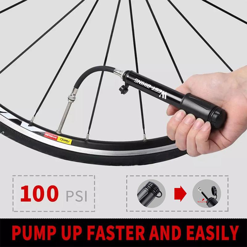 WEST BIKING 100Psi Mini Fahrradpumpe Aluminiumlegierung Fahrrad Hand Luftpumpe Reifenfüller Schrader Presta Ventil MTB Rennrad Pumpe