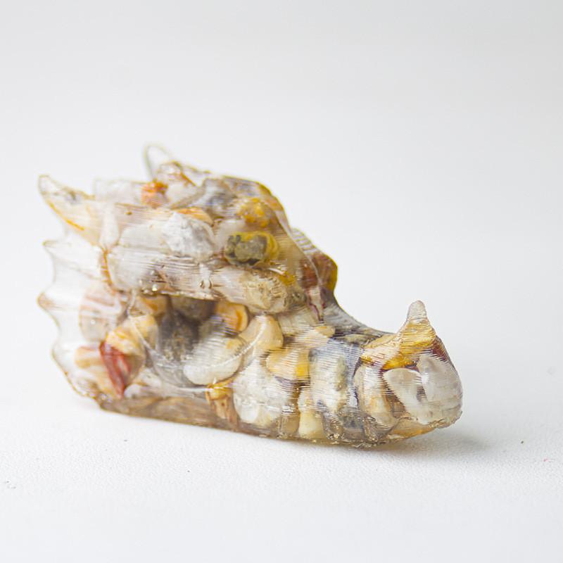 Resin Crystal Dragon Head Figurine With Natural Waterstone For Home Office Decor