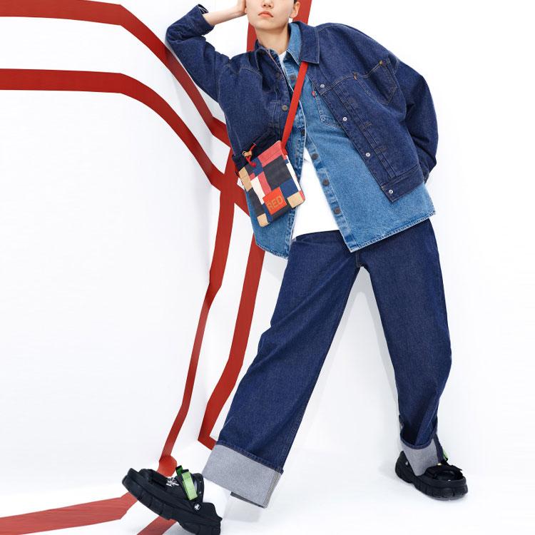 Levis Simple Casual Denim Long Sleeve Shirt Women Shirts Blue A2673-0000