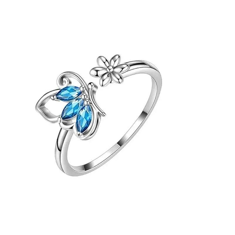 Butterfly Pendant Jewelry Set: Ring, Earring, Necklace & Clavicle Chain for Women