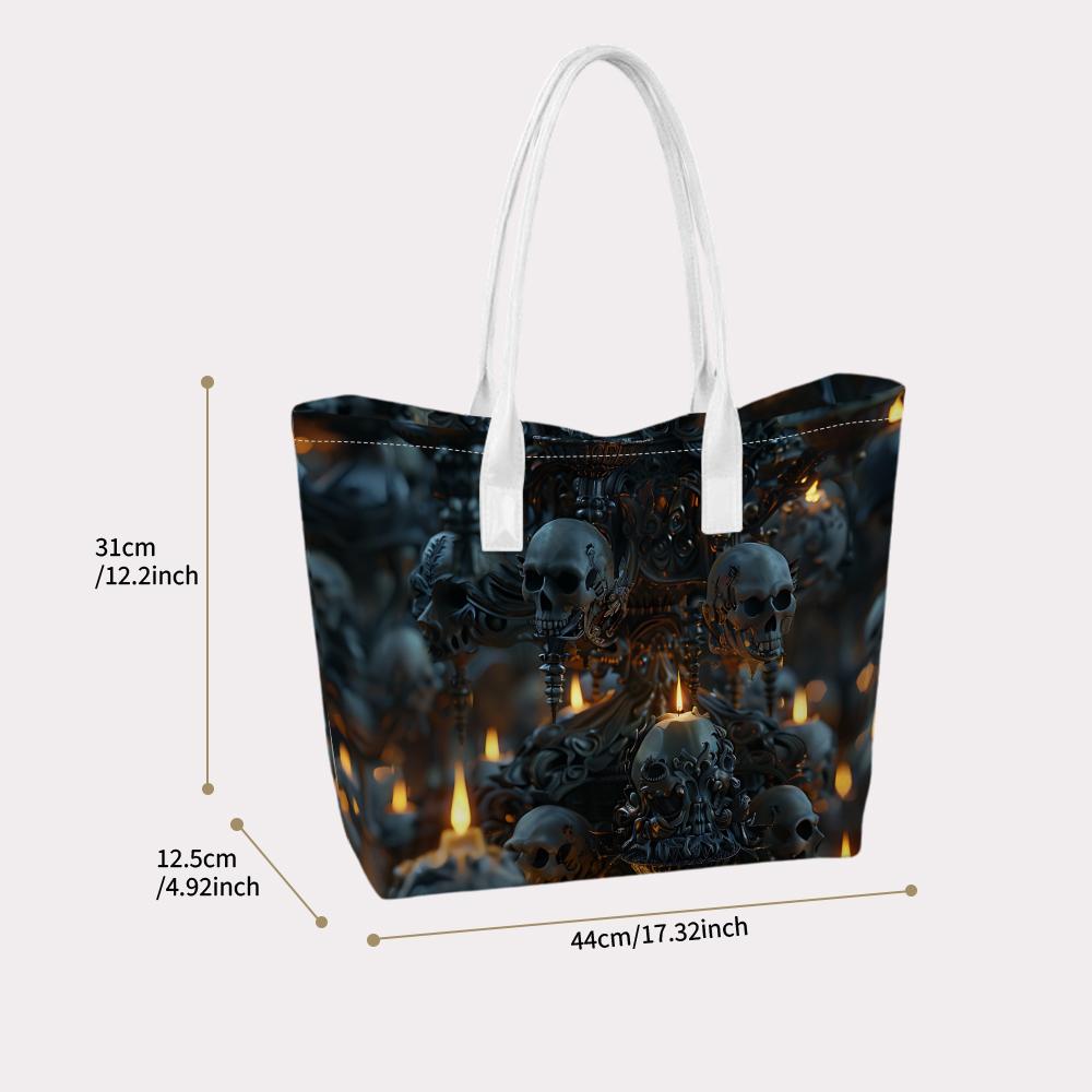 Gothic Skull Pattern Casual Tote Bag for Daily Use