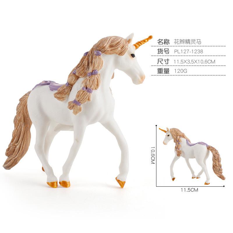 Eye-catching Fantasy Unicorn Rainbow Horse Pvc Model With Adorable Flying Pony And Elf Sheep