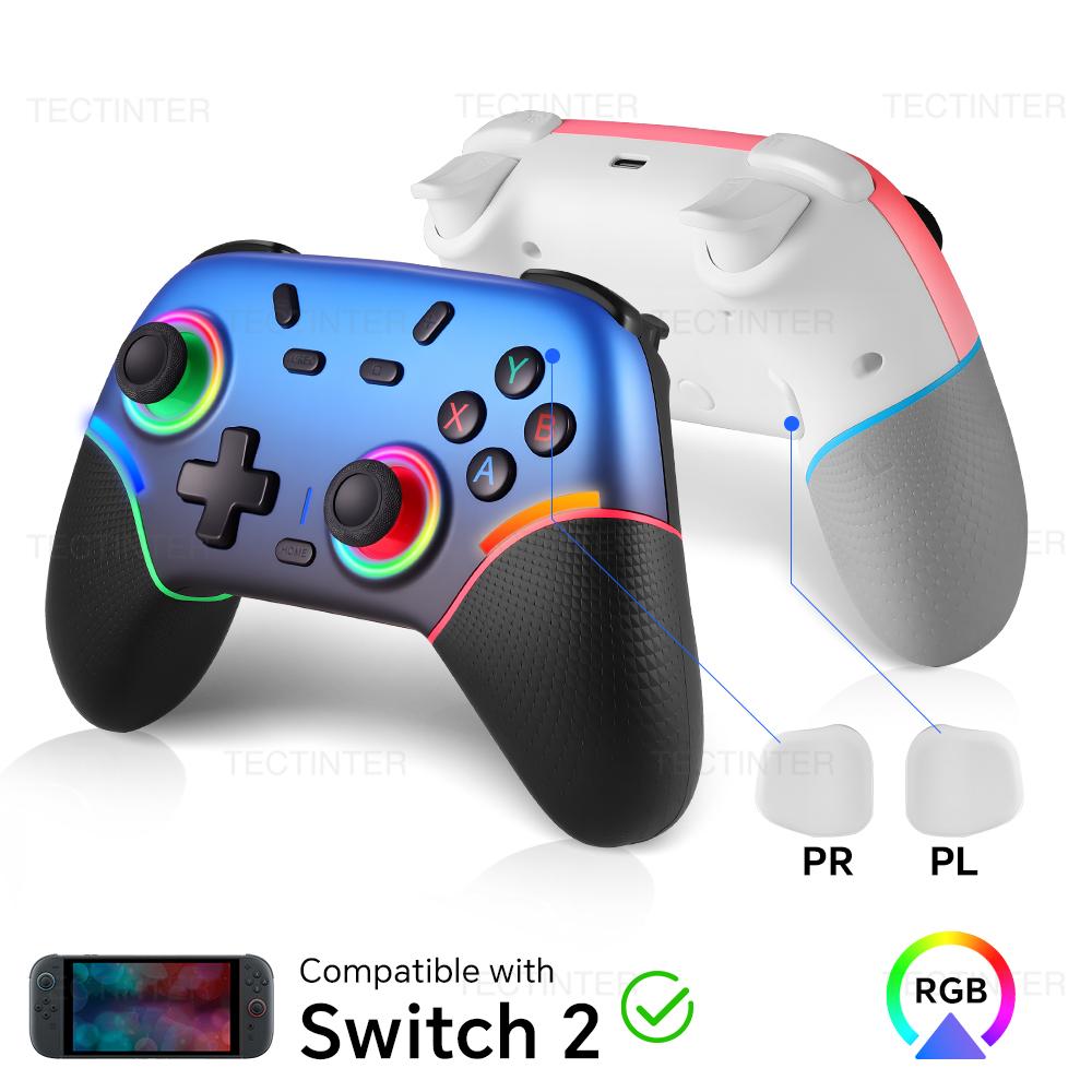 RGB Wireless Bluetooth-Compatible Controller for Nintendo Switch/Switch 2/PS4/PS3 Gamepads for PC Controls Joystick for Andriod
