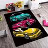 Color JDM Tuned Sports Cars Cartoon Print Area Rug Non‑Slip Rectangular Floor Mat Car Enthusiast Decor Rug for Gaming Room Living Bedroom