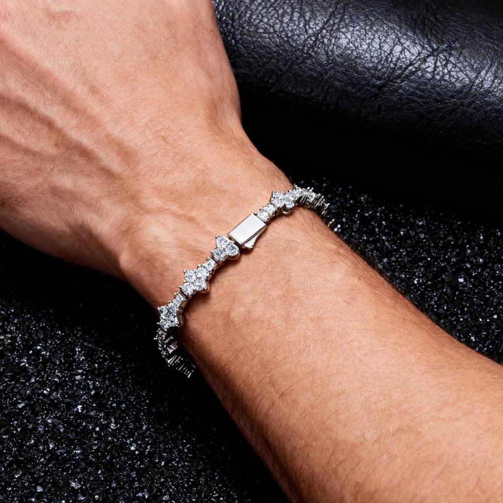 Hot-selling Diamond-encrusted Zircon Hip-hop Bracelet, High-end Gemstone-set Airplane Chain, Niche Bracelet.