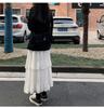 Fashion Plus Size White Fairy Women Skirt Elegant Pleated Cake Skirt Female Solid Vintage Chiffon Skirt Jupe Femme 15632
