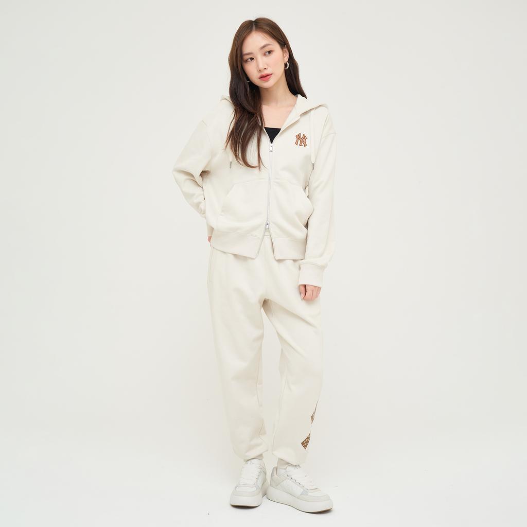 New MLB MONOGRAM Collection New York Yankees 24FW Casual Pants Knitted Sweatpants Unisex Dark Cream 3APTM0144-50CRD