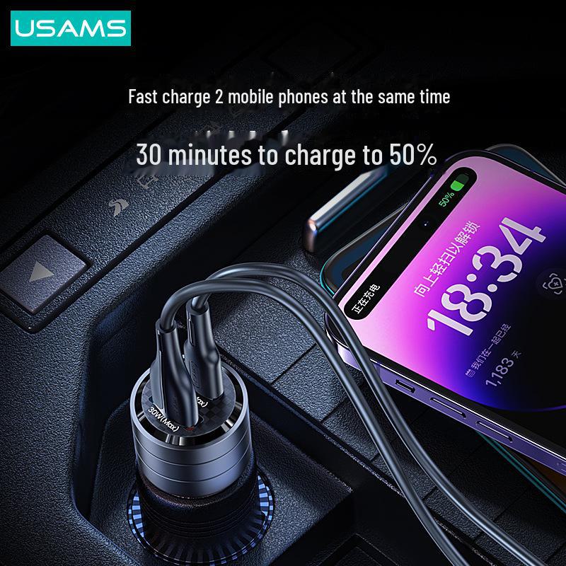 Youshengshi PD95W Schnellladung Aluminiumlegierung Transparentes Autoladegerät 12V-24V Universal