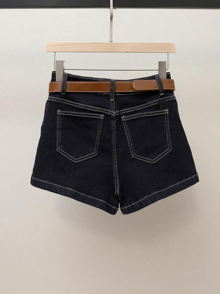 Yi Li Zhuoya French Retro Wide Leg Denim Shorts for Women