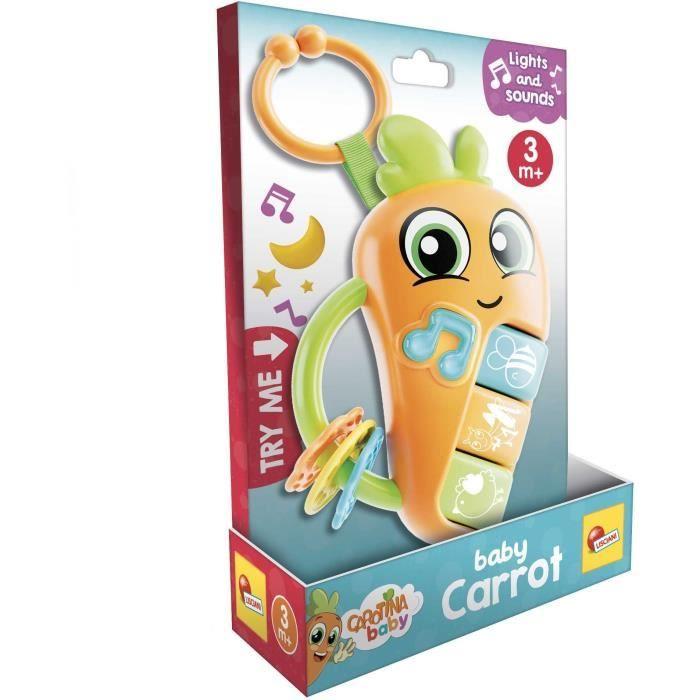 Carot - hochet électronique - carotina baby - mélodies et bruits d'animaux, anneaux de dentition