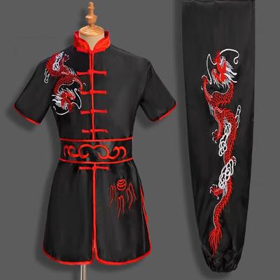 Chinese Men Women Embroidered Dragon Kung Fu Tai Chi Sport Jacket Pants Sets Soft