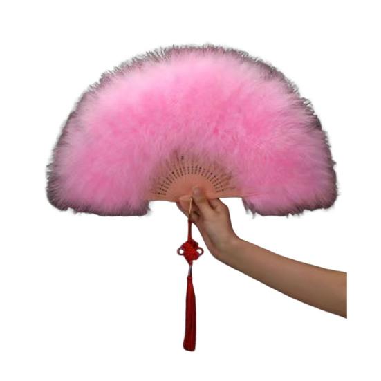 

Винтажный складной веер из перьев, ручной веер для свадебной вечеринки, переносной летний веер, украшение для танцевального представления, аксессуары для вечеринок розовый