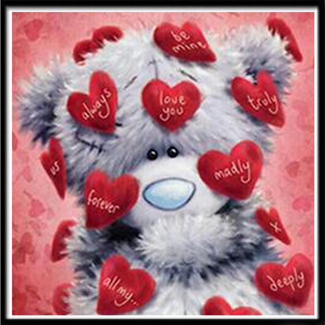 Diamond Painting Cute Animal Teddy Bear Round Diamond Embroidery Mosaic Home Decoration Pattern