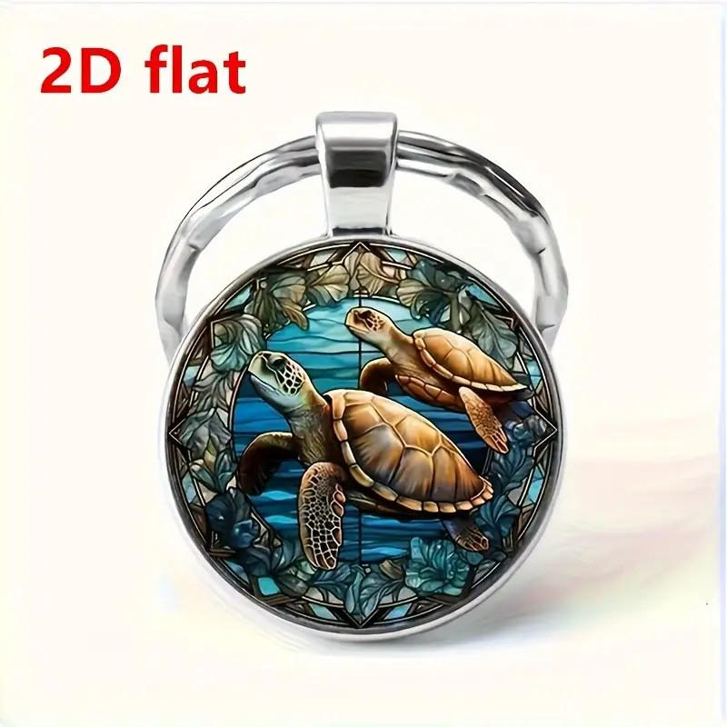 Modern Minimalist Glass Keychain With Double Turtle Design For Gift Giving And Party Decor