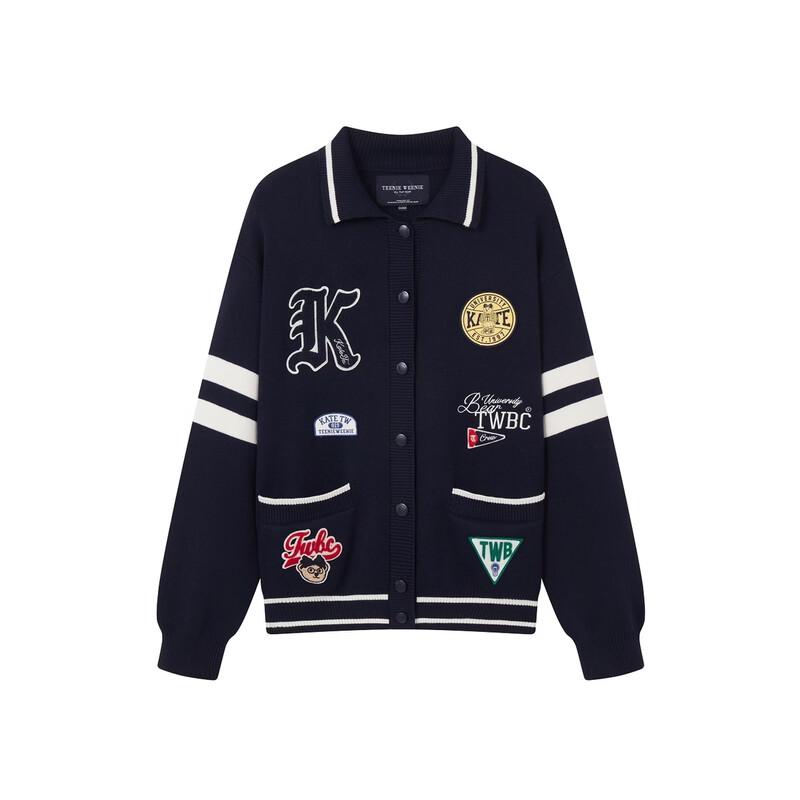 Teenie Weenie Women's Bear Letter Polo Knitted Cardigan