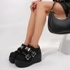 Klobige Plateaustiefeletten Damen Winter Y2K Dicke Sohle Denim Damen Schwarz Gothic Lolita Schuhe