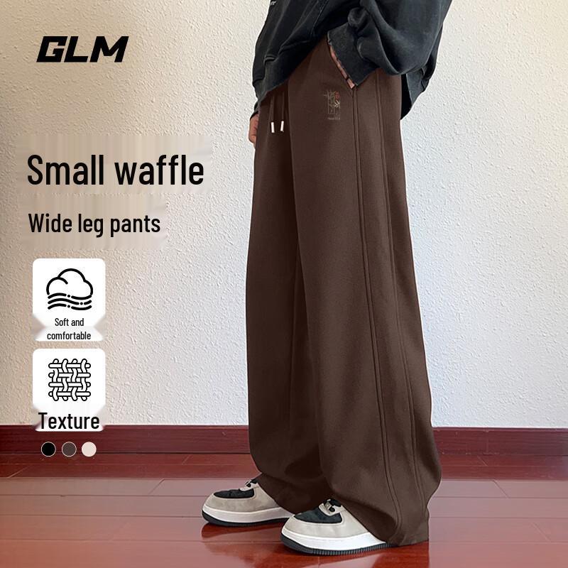 

GLM Men s Casual Drapey Waffle Wide-Leg Pants M