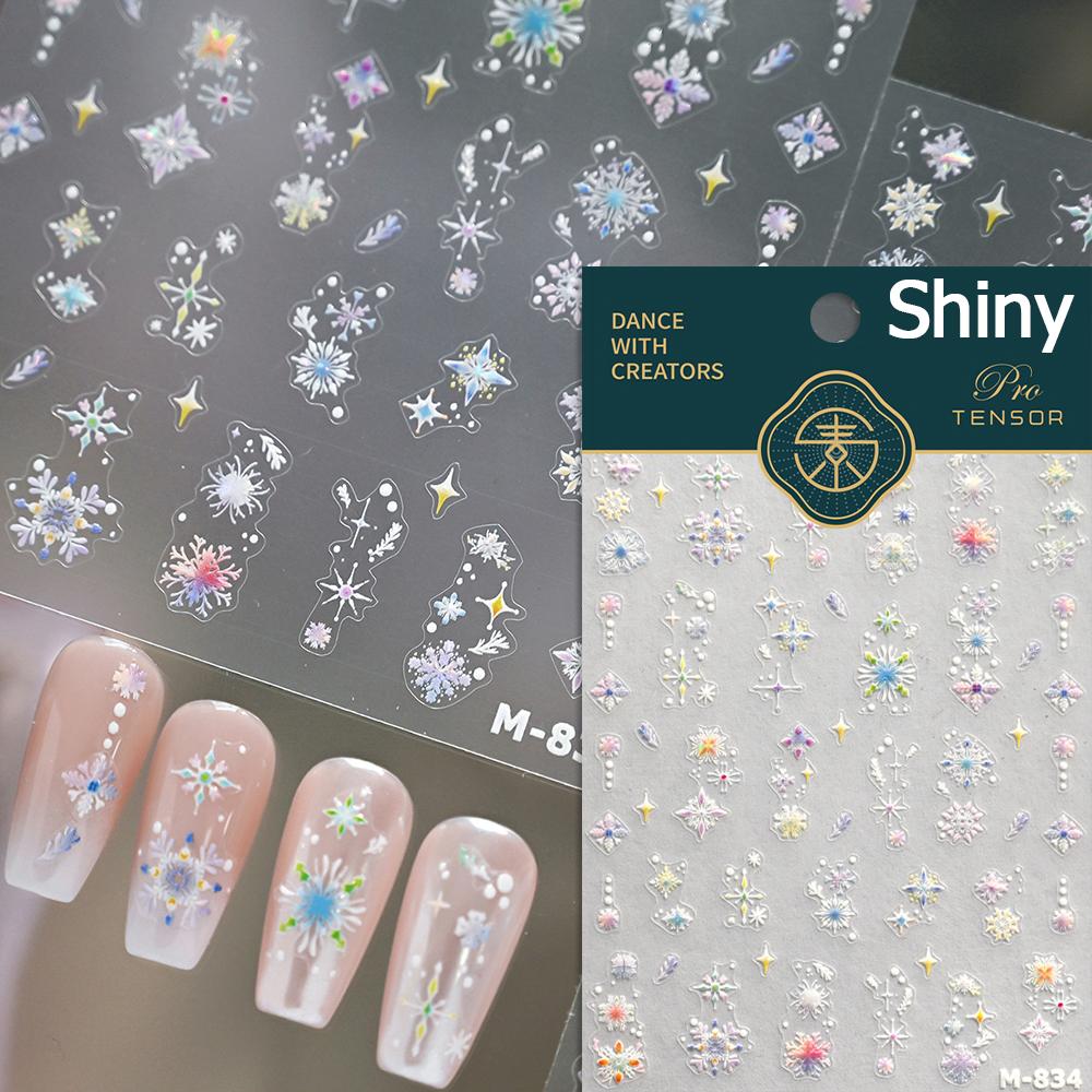 Gold Stamped Snowflake Stars White Christmas Tree Red Bowknot Cute 3D Nail Art Stickers Xmas Lovely Manicure Decals